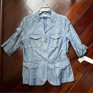 Charter club blue chambray button down jacket
